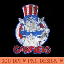 garfield patriotic american flag hat and shades - png templates