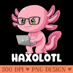 axolotl hacker computer nerd haxolotl kawaii axolotl coder premium - sublimation png designs