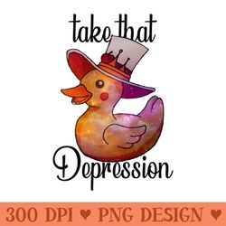 take that depression funny and cute hazbin hotel duck and lucifer rubber duck - png art files