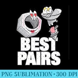 cool bolt & nut best pair funny cartoon illustration graphic - digital png downloads