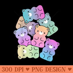 rainbow gummy bear design kawaii aesthetic ns - png download with transparent background