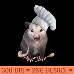 chef opossum cute possum in a chefs hat - transparent png download