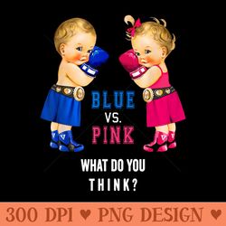 blue vs pink boxing babies gender reveal ts - unique sublimation png download