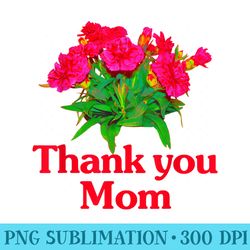 mothers day carnation thank you mom color photo text - sublimation png designs