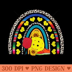 s retro pickleball ball leopard boho rainbow sunflowers - png clipart for graphic design