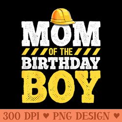 mom of the birthday construction birthday party hat - png design files