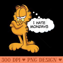 garfield i hate mondays thought bubble - digital png artwork