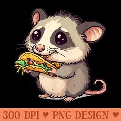 funny opossum eating taco food graphic - digital png downloads