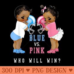 ethnic football babies pink vs blue gender reveal ts - vector png clipart
