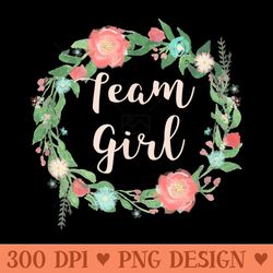 team girl floral ring gender reveal baby shower party tshirt - png download