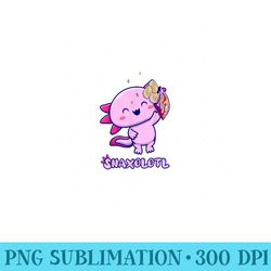 snaxolotl pink axolotl with snacks - unique png artwork