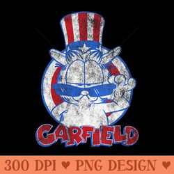 garfield patriotic american flag hat and shades - printable png graphics