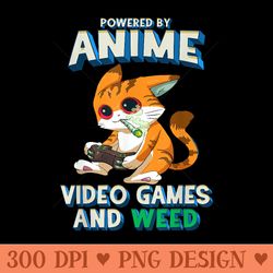 powered by anime video games weed kawaii gamer cat cannabis - png art files
