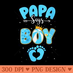 papa says gender reveal matching family baby party - high quality png clipart