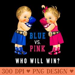 blue vs pink boxing babies gender reveal party ts - mug sublimation png