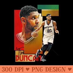 retro tim duncan basketball card - png image download