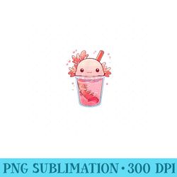 axolotl bubble tea boba milk tea kawaii anime lover - png download