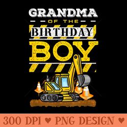 grandma of the birthday construction birthday party hat - unique sublimation png download