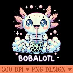 axolotl bubble tea anime kawaii cute axolotl - high quality png clipart
