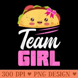 team girl gender reveal taco baby party pink - digital png artwork