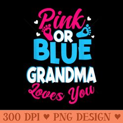 pink or blue grandma loves you gender reveal baby shower - mug sublimation png