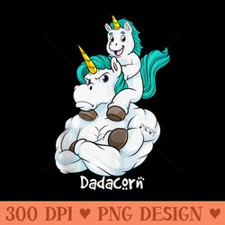 dadacorn muscle unicorn dad and baby fathers day - digital png downloads