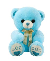 Teddy Bear Stuffed Animals, Cute Plush Toys with Footprints Bow-Knot, Soft Small Cuddly Stuffed Plush Teddy Bear _Blue