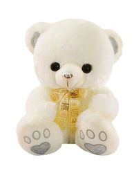 Teddy Bear Stuffed Animals, Cute Plush Toys with Footprints Bow-Knot, Soft Small Cuddly Stuffed Plush Teddy Bear_ White