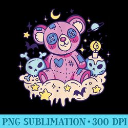 cute kawaii goth anime stuffed bear illustration gothic - high resolution shirt png