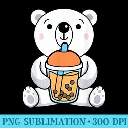 bubble milk tea polar bear cute polar bear drinking boba tea - download high resolution png