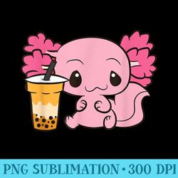 cute axolotl with bubble tea love axolotls - png download collection