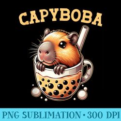 capybara boba milk tea funny capybara rodent capyboba - sublimation clipart png