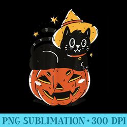 black cat halloween witch hat pumpkin for men - high quality png files