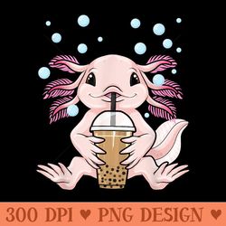 axolotl bubble tea kawaii axolotl milk tea boba tea - png design files