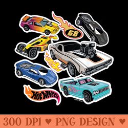 hot wheels car sticker collage with logo - sublimation png designs