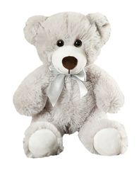 Cute Teddy Bear Stuffed Animals, Stuffed Animal Doll With Satin Bow Tie Valentines Christmas Birthday Gift -Gray