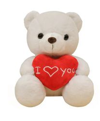 Bear Doll with Heart, I Love You Bear Valentines Day Stuffed Animal -White