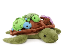 12.6" Sea Turtle Stuffed Animal Soft Turtle Plush Toy with 3 Baby Turtle Multicolor-Turtle