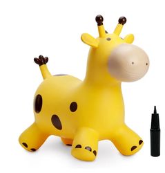 Giraffe Bouncy Horse Hopper for Toddlers-Jumping Horse Bouncy Buddies-Yellow
