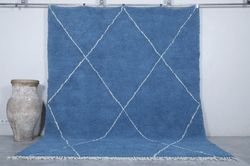 Moroccan rug Blue Beni ourain rug - Living room rug - Berber rug