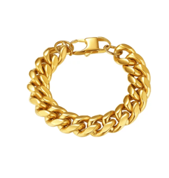 cuban link men bracelets 14mm gold chain bracelet women jewelry gift, 21cm