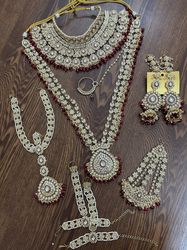 Indian asain wedding party jewellery green Antique Gold Kundan Stone Flexible Indian Necklace Jewellery Jewelry Set Brid