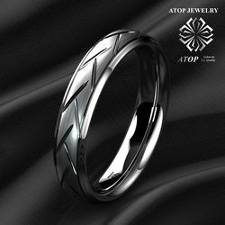6 mm Dome Silver Warrior Brushed Center Tungsten Ring Bridal Band ATOP Jewelry