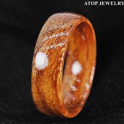 8 mm Gorgeous Hawaiian Koa Wood Domed Ring Men Wedding Band ATOP Jewelry