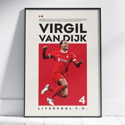 Virgil Van Dijk Poster, Liverpool Poster, Football Poster, Office Wall Art, Bedroom Art, Gift Poster