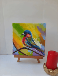 Bright Impasto Bird. Acrylic