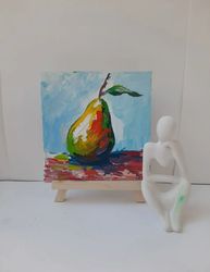 Colorful juicy pear. Oil