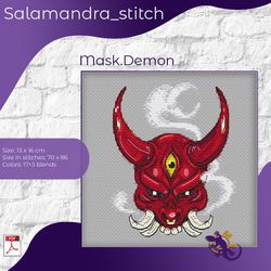 Mask "Demon", relax, cross stitch, embroidery pattern