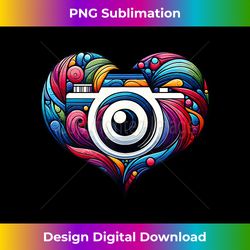 colorful camera heart graphic - love photography graphic - sublimation-optimized png file - enhance your art with a dash