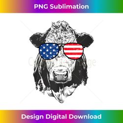 4th of july cow patriotic usa sunglasses american tank top - professional sublimation digital download